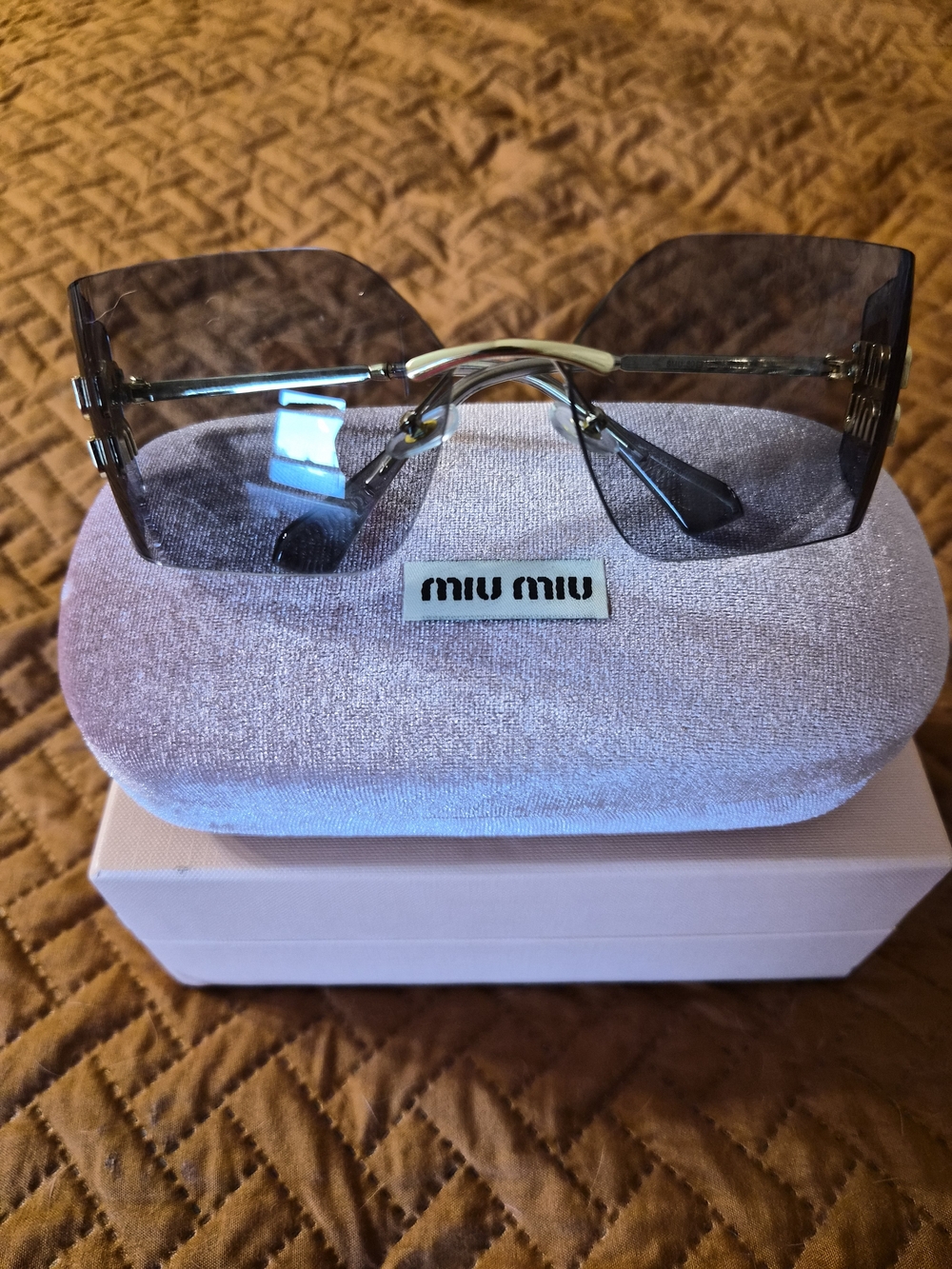 Miu Miu Men's Rimless Grey Gradient Sunglasses